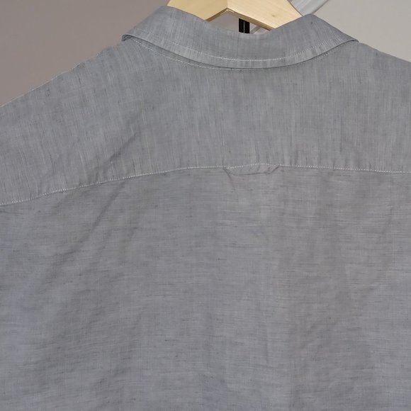 Vince Classic Fit Linen Short Sleeve Button Down Light Grey Shirt - Picture 4 of 5